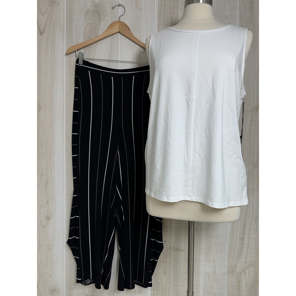 Liv By Habitat Palazzo Stripe Artsy Pants S Top XL Black White Tank Minimalist